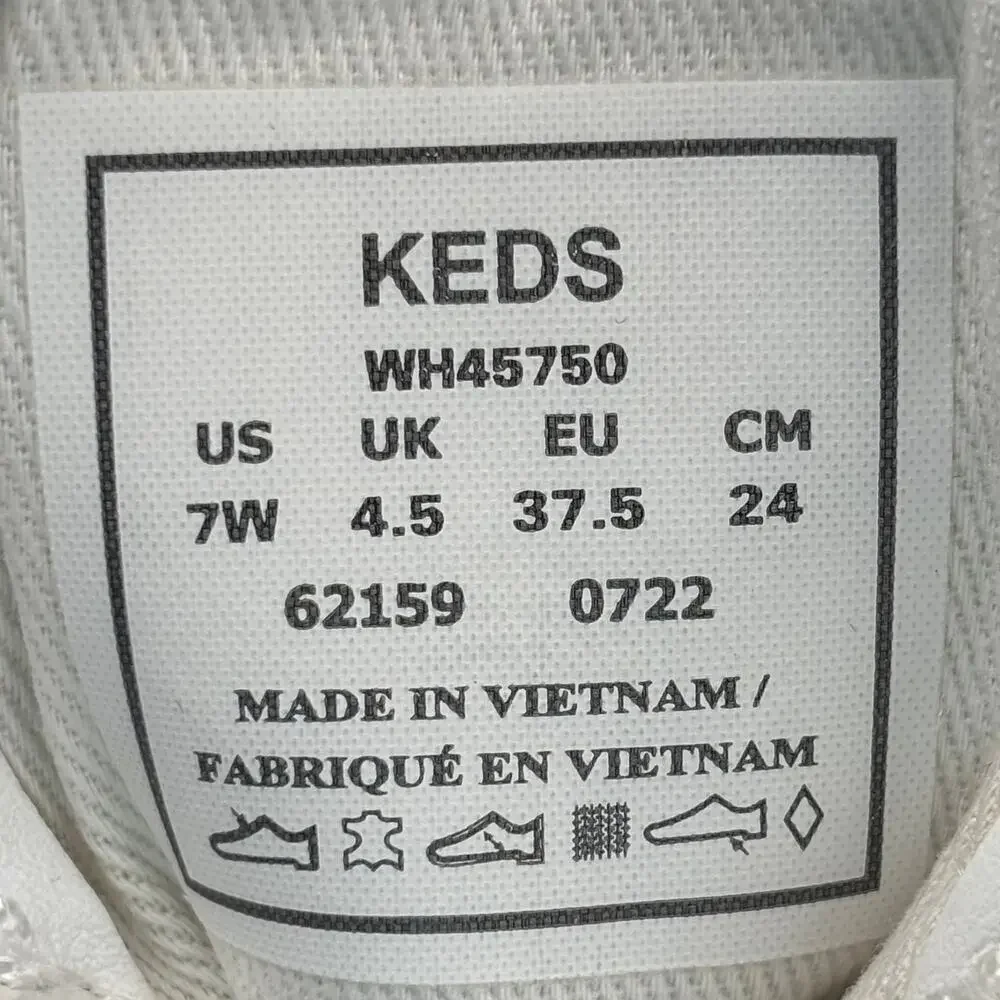 🔴 KEDS CHAMPION Women`s Size 7W White Leather Walking Comfort Shoes WH45750